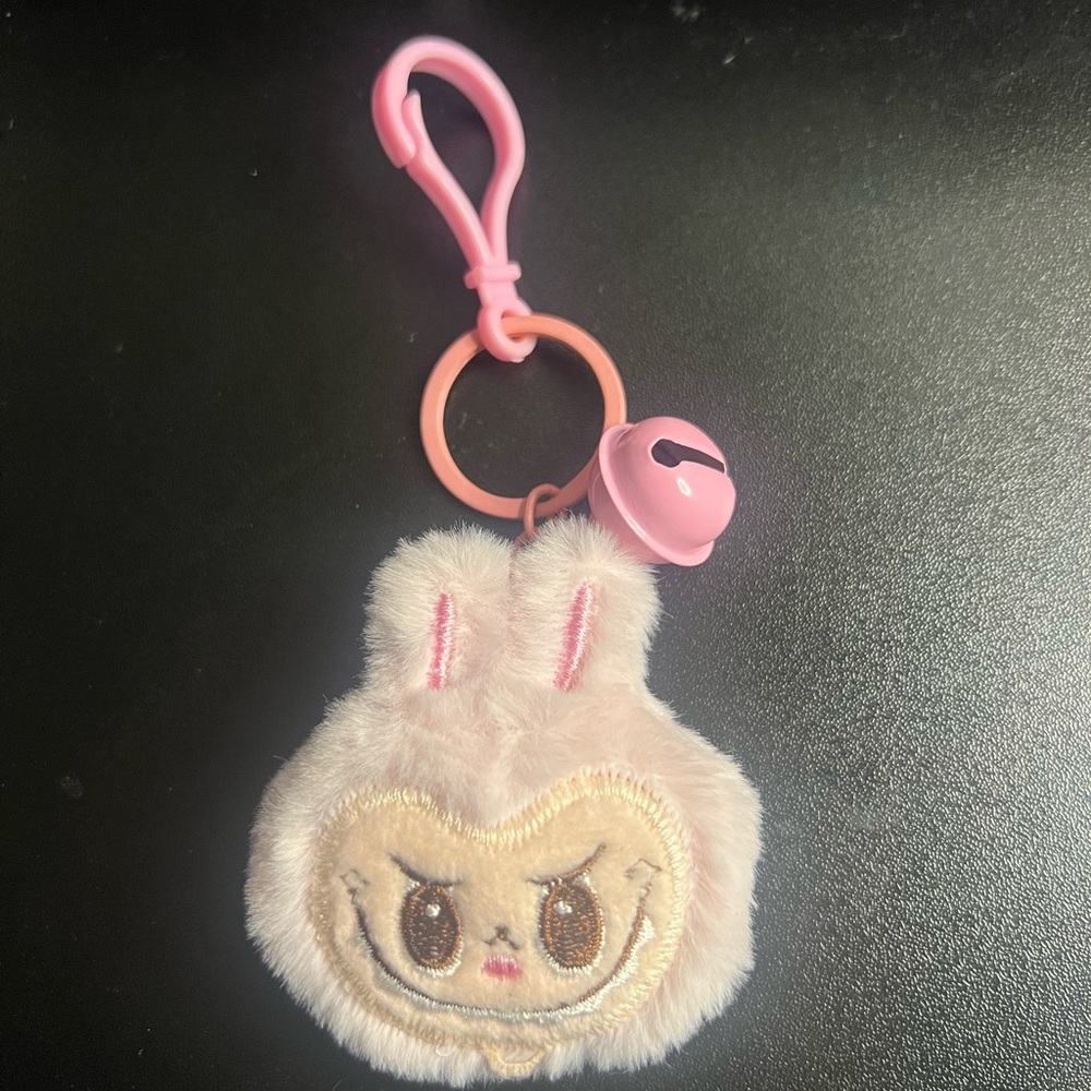 Pink Plush Monster Bag charm with Bell